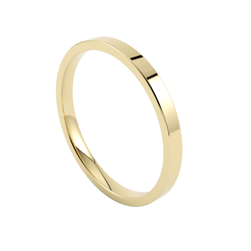 Wąska płaska obrączka ślubna z żółtego złota